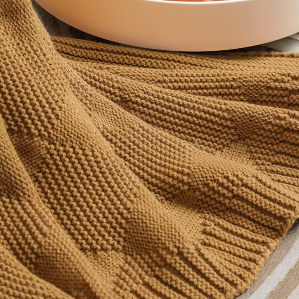 Diamond Waffle Acrylic Blanket Throw Rug 390g 80 x 100cm Khaki
