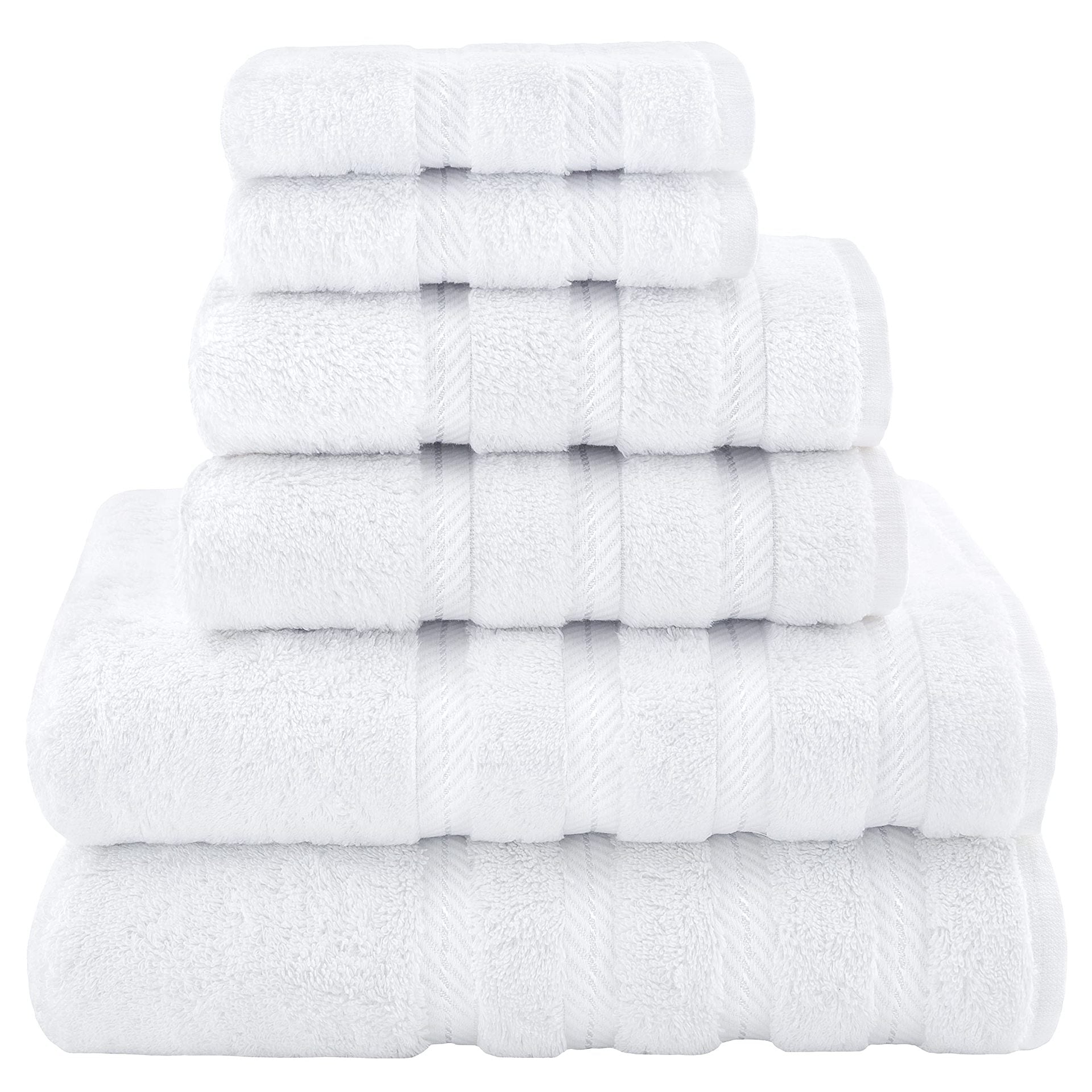 6 Piece Cotton Bath Hand Towel Facecloth Set White