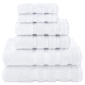 6 Piece Cotton Bath Hand Towel Facecloth Set White