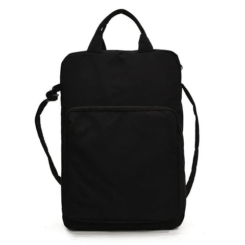 Lightweight Nylon Vertical Crossbody Shoulder Bag Adjustable Strap Pockets Black