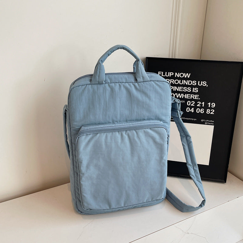 Lightweight Nylon Vertical Crossbody Shoulder Bag Adjustable Strap Pockets Blue