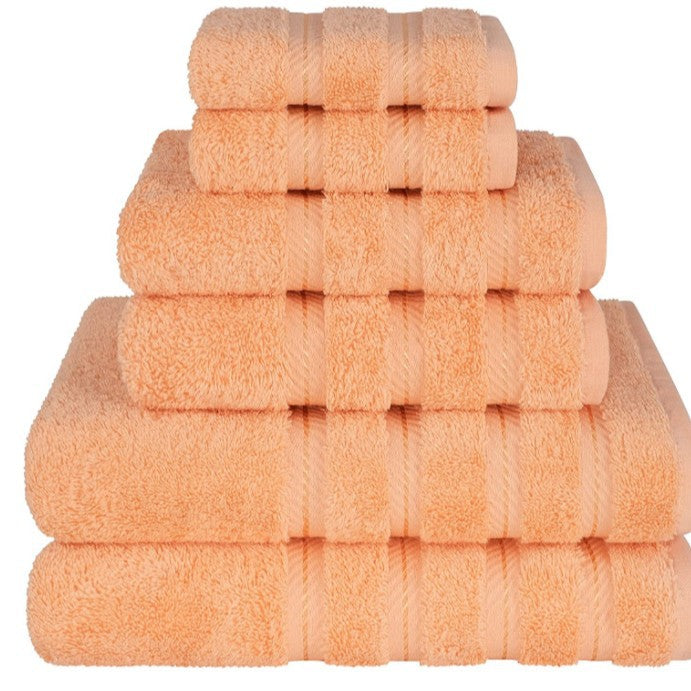 6 Piece Cotton Bath Hand Towel Facecloth Set Orange