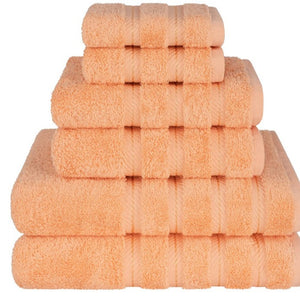 6 Piece Cotton Bath Hand Towel Facecloth Set Orange
