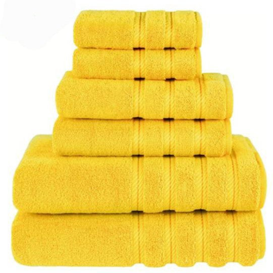 6 Piece Cotton Bath Hand Towel Facecloth Set Yellow