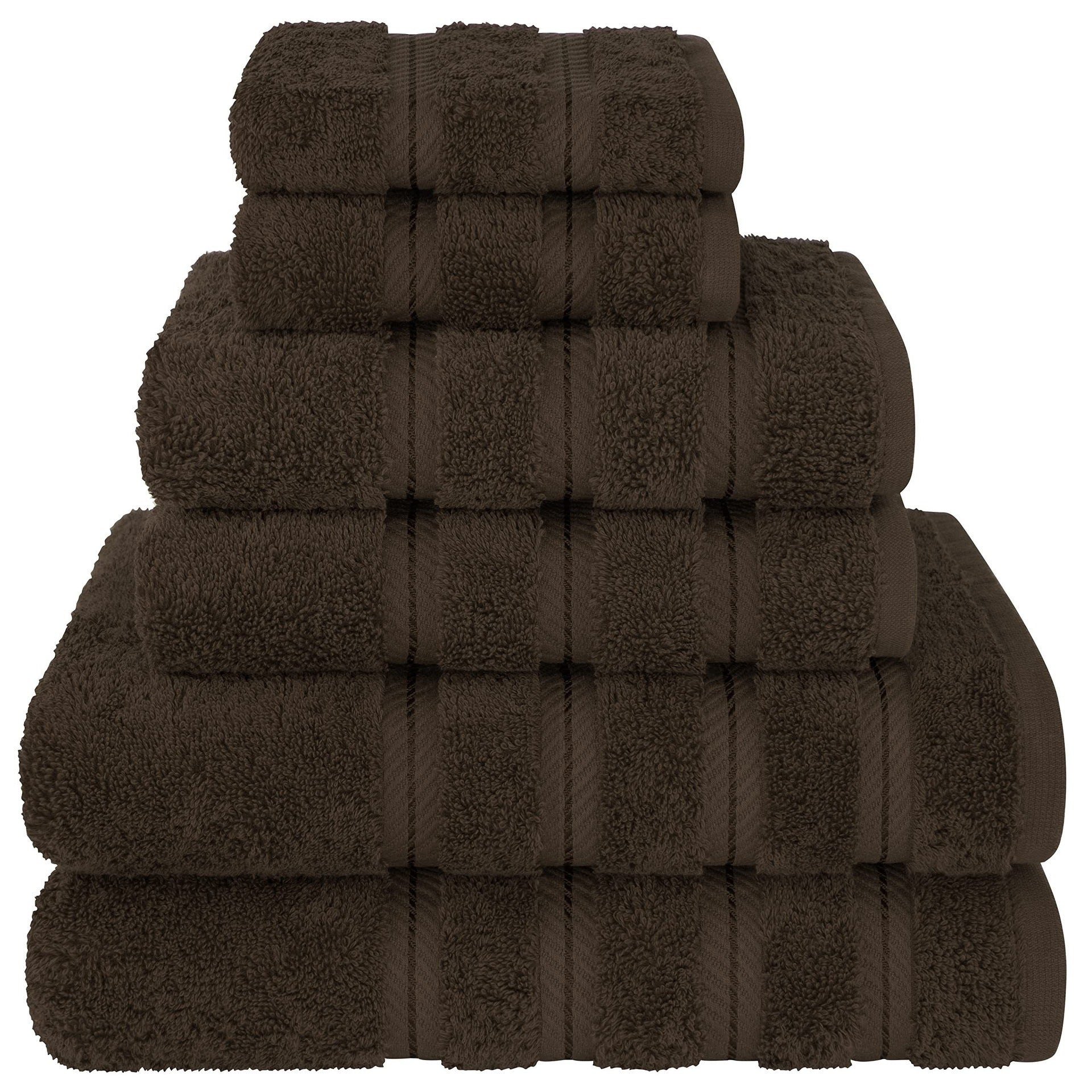 6 Piece Cotton Bath Hand Towel Facecloth Set Coffee Brown