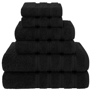 6 Piece Cotton Bath Hand Towel Facecloth Set Black