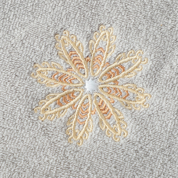 4 x Elegant Gold Floral Embroidered Cotton Hand Towels Grey