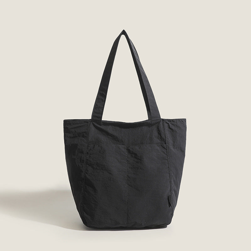 Lightweight Canvas Blend Tote Shoulder Bag Large Capacity Black