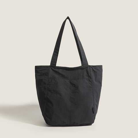 Lightweight Canvas Blend Tote Shoulder Bag Large Capacity Black