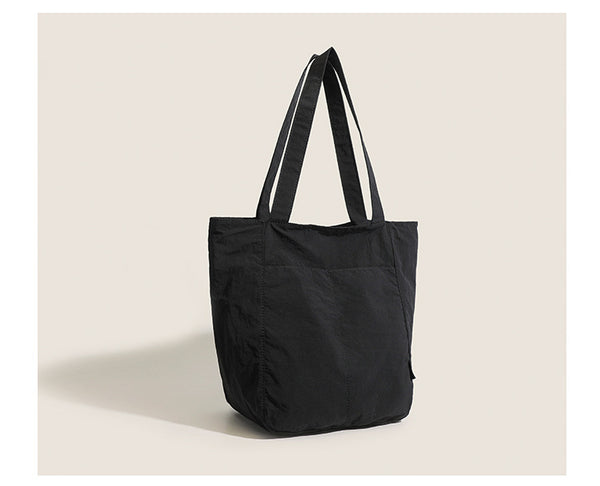 Lightweight Canvas Blend Tote Shoulder Bag Large Capacity Black