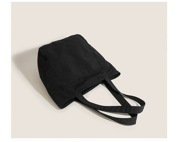 Lightweight Canvas Blend Tote Shoulder Bag Large Capacity Black