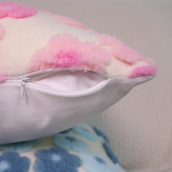 4 x 3D Flower Floral Plush Cushion Cover Square 45 x 45cm Pink