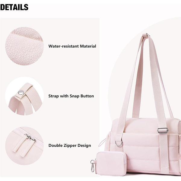 Womens Mini Nylon Gym Duffel Shoulder Bag Wet Pocket Removeable Pouch Pink