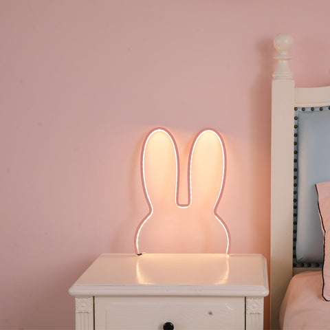 Bunny Rabbit LED Nursery Wall Night Light Lamp USB Warm White 29 x 30cm Pink