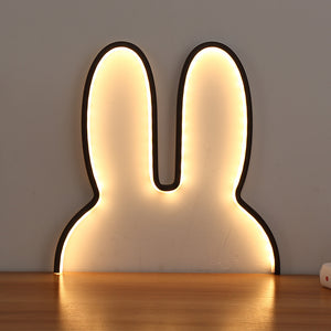 Bunny Rabbit LED Nursery Wall Night Light Lamp USB Warm White 29 x 30cm Black