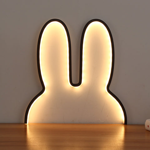 Bunny Rabbit LED Nursery Wall Night Light Lamp USB Warm White 29 x 30cm Black