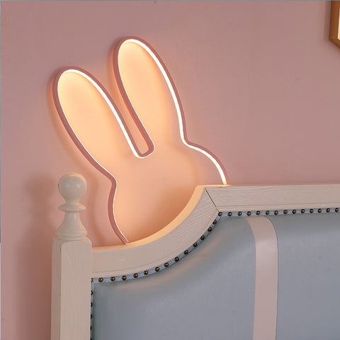 Bunny Rabbit LED Nursery Wall Night Light Lamp USB Warm White 40 x 30cm Pink