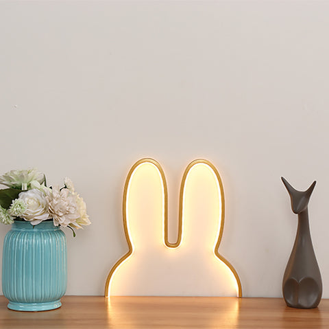 Bunny Rabbit LED Nursery Wall Night Light Lamp USB Warm White 40 x 30cm Gold