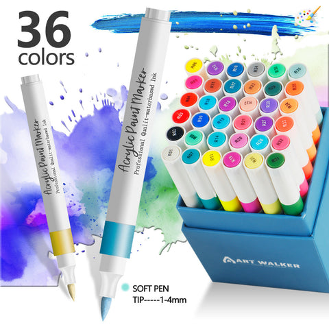 36 Colour Vibrant Washable Acrylic Paint Marker Art Pens Drawing Craft