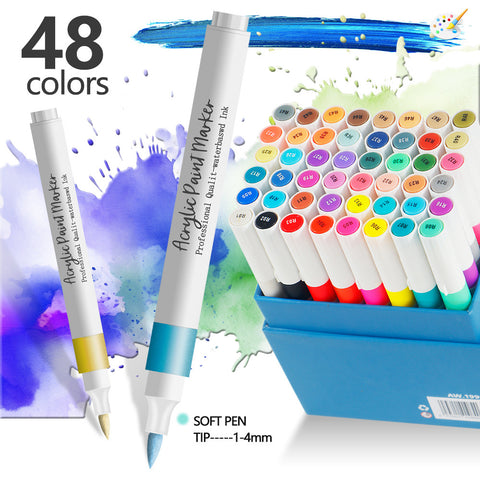 48 Colour Vibrant Washable Acrylic Paint Marker Art Pens Drawing Craft
