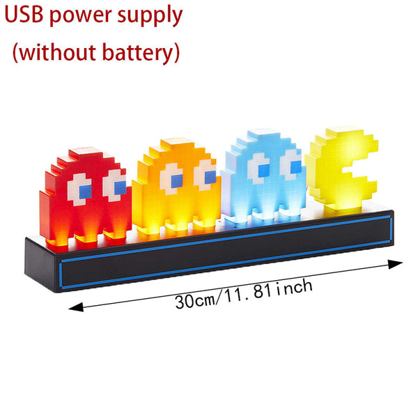 Pac Man Bedside Side End Coffee Table Nursery Night Light Lamp USB 30cm