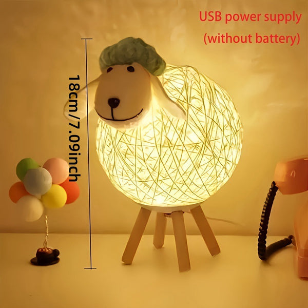 Sheep Bedside Side End Coffee Table Nursery Night Light Lamp USB 18cm