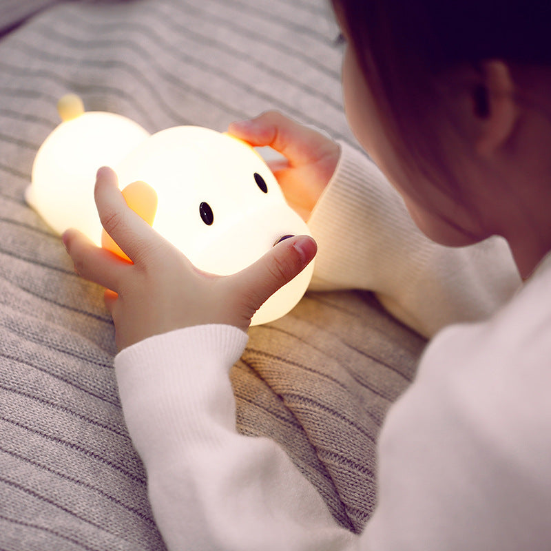 Dog Puppy Silicone Nursery Bedside LED Night Light Touch Control Rechargeable USB