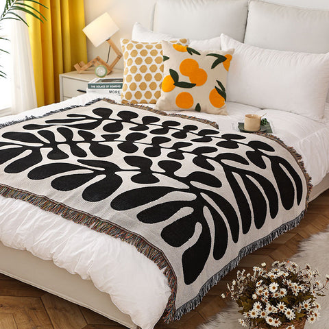 American Windline Modern Blanket Throw Rug Sofa Cover 130 x 160cm Black White