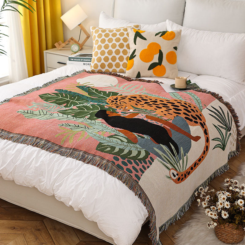 Cheetah Girl Modern Blanket Throw Rug Sofa Cover 130 x 160cm