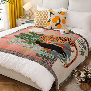Cheetah Girl Modern Blanket Throw Rug Sofa Cover 130 x 160cm