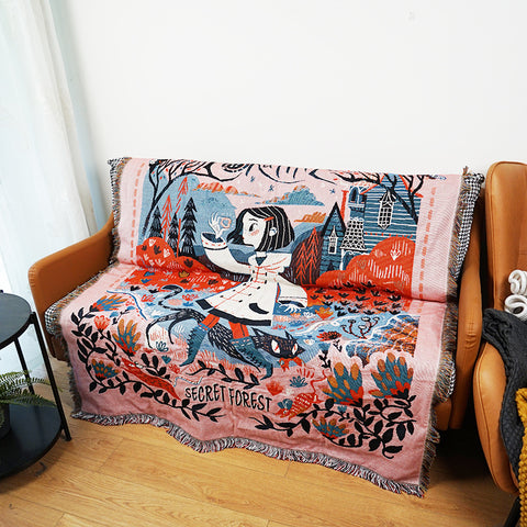 Secret Forest Gothic Cartoon Style Blanket Throw Rug Sofa Cover 160 x 220cm