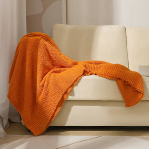 Plush Solid Color Knitted Blanket Throw Rug 800g 130 x 160cm Orange