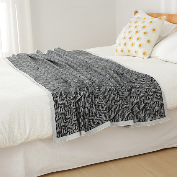 Knitted Sofa Blanket Throw Rug Plush Side 720g 130 x 170cm Dark Grey