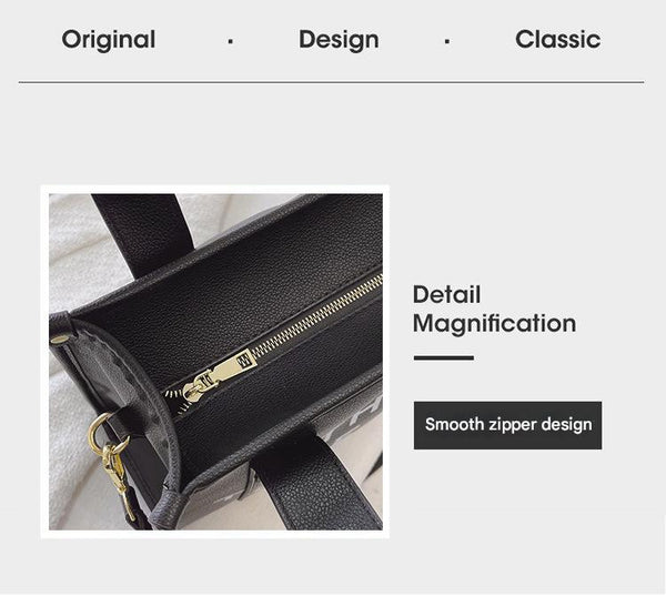 Faux PU Leather Tote Crossbody Shoulder Bag Handbag Large Zip Top Black