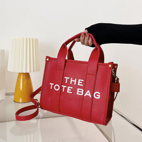 Faux PU Leather Tote Crossbody Shoulder Bag Handbag Large Zip Top Red