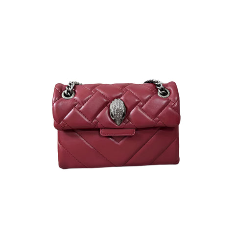 Quilted Faux PU Leather Crossbody Bag Handbag Chain Strap Bird Head Clasp Red