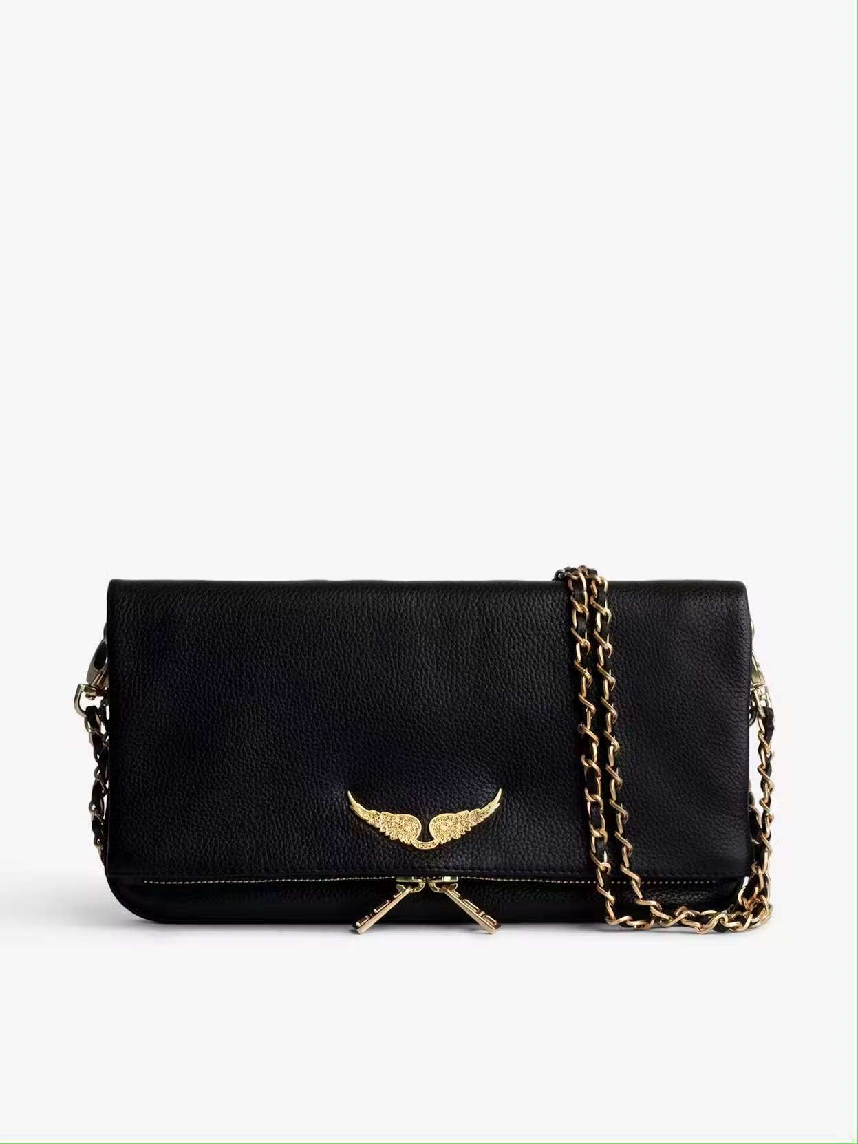 Quilted PU Leather Crossbody Shoulder Clutch Bag Chain Strap Gold Black