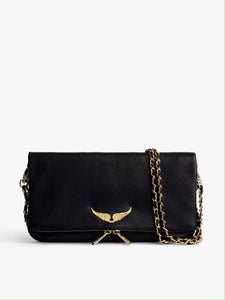 Quilted PU Leather Crossbody Shoulder Clutch Bag Chain Strap Gold Black