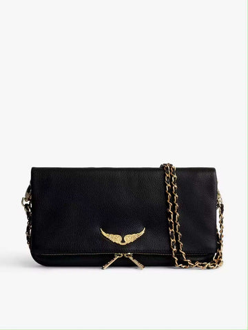 Quilted PU Leather Crossbody Shoulder Clutch Bag Chain Strap Gold Black