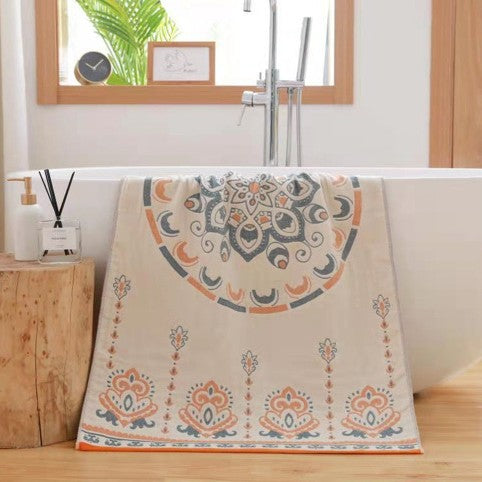Mandala Style Print Gauze Bath Towel 70 x 140cm
