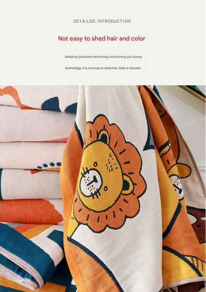 Japanese Fan Leaf Style Print Gauze Bath Towel 70 x 140cm