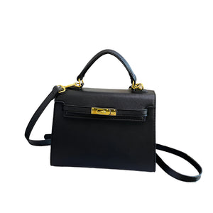 Faux PU Leather Top Handle Satchel Crossbody Shoulder Bag Handbag Black
