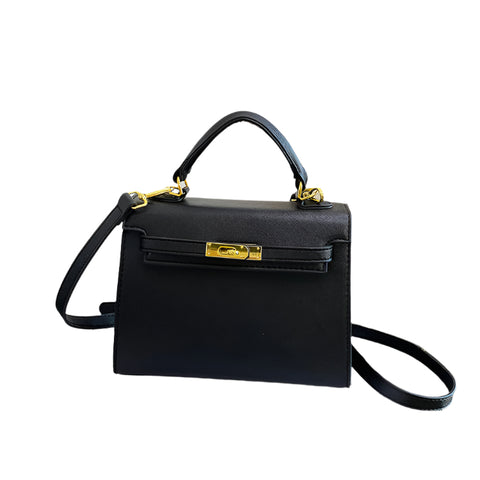 Faux PU Leather Top Handle Satchel Crossbody Shoulder Bag Handbag Black