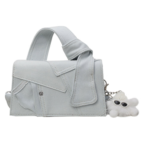 Patchwork Denim Crossbody Shoulder Bag Handbag White