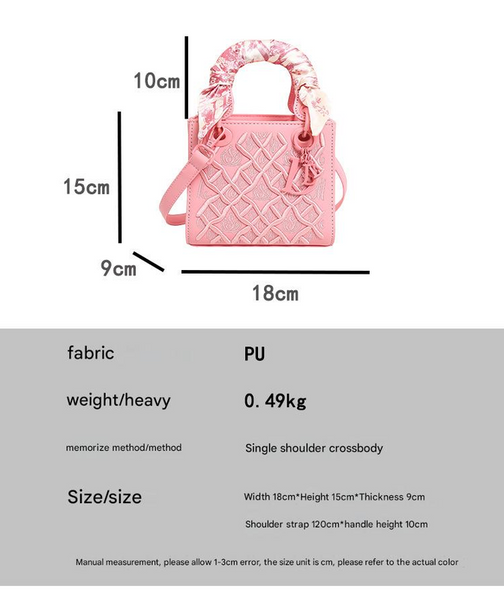 Embossed PU Leather Crossbody Shoulder Bag Handbag Scarf Handle Red
