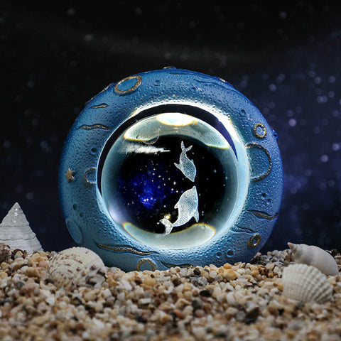 3D LED Crystal Ball Bedside Side Coffee Table Nursery Lamp Light USB Dolphins