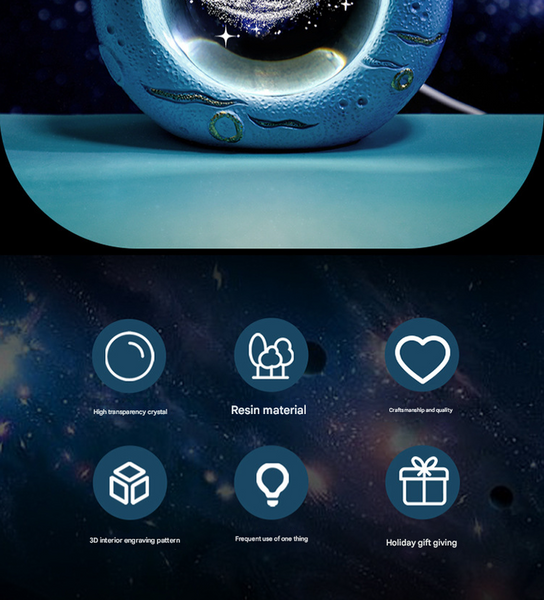 3D LED Crystal Ball Bedside Side Coffee Table Nursery Lamp Light USB Dolphin