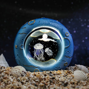 3D LED Crystal Ball Bedside Side Coffee Table Nursery Lamp Light USB Jellyfish