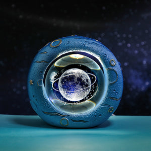 3D LED Crystal Ball Bedside Side Coffee Table Nursery Lamp Light USB Galaxy Orbit