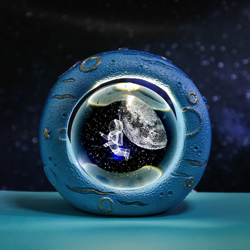 3D LED Crystal Ball Bedside Side Coffee Table Nursery Lamp Light USB Astronaut